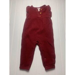 Baby Cat & Jack Maroon Sleeveless Button Front Romper Jumpsuit 12M
